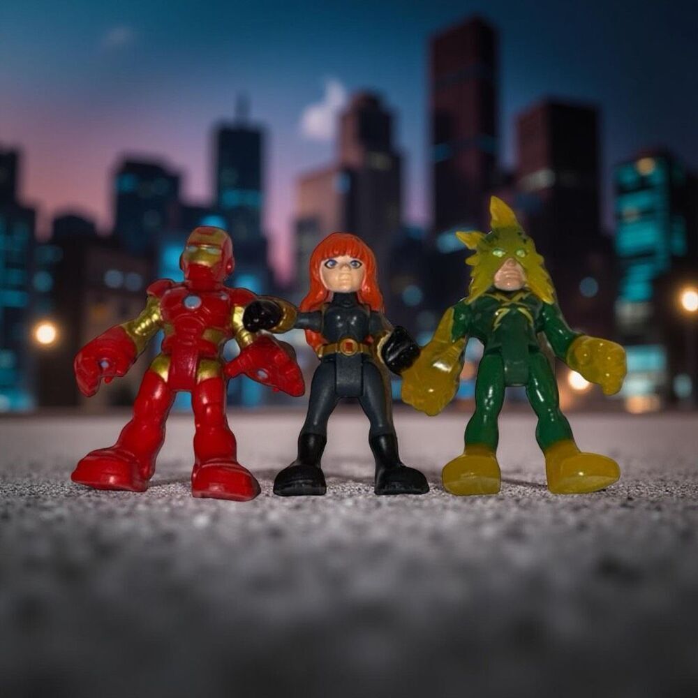 2015 Marvel Super Hero Squad Iron Man Black Widow Electro Action Figures 2.5”